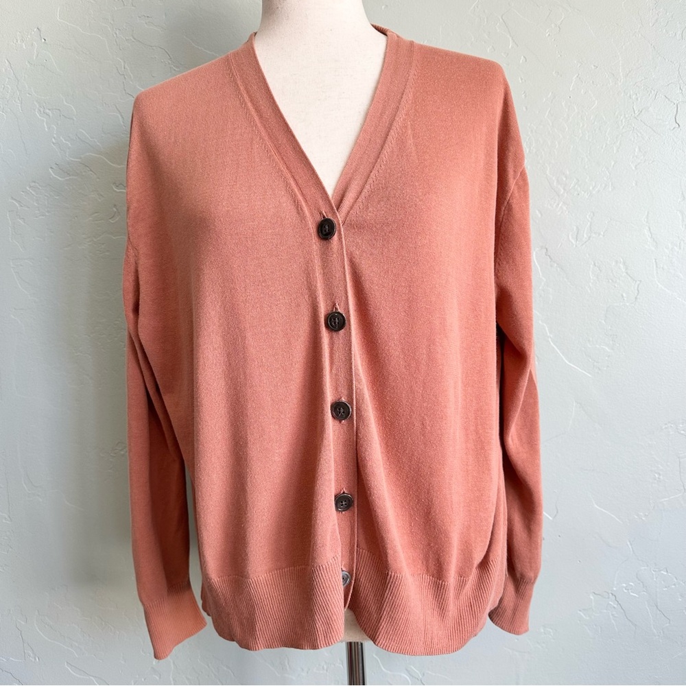 J. Crew Women’s Clay Peach Lightweight Preppy‎ Cardigan Sweater Medium Spring
